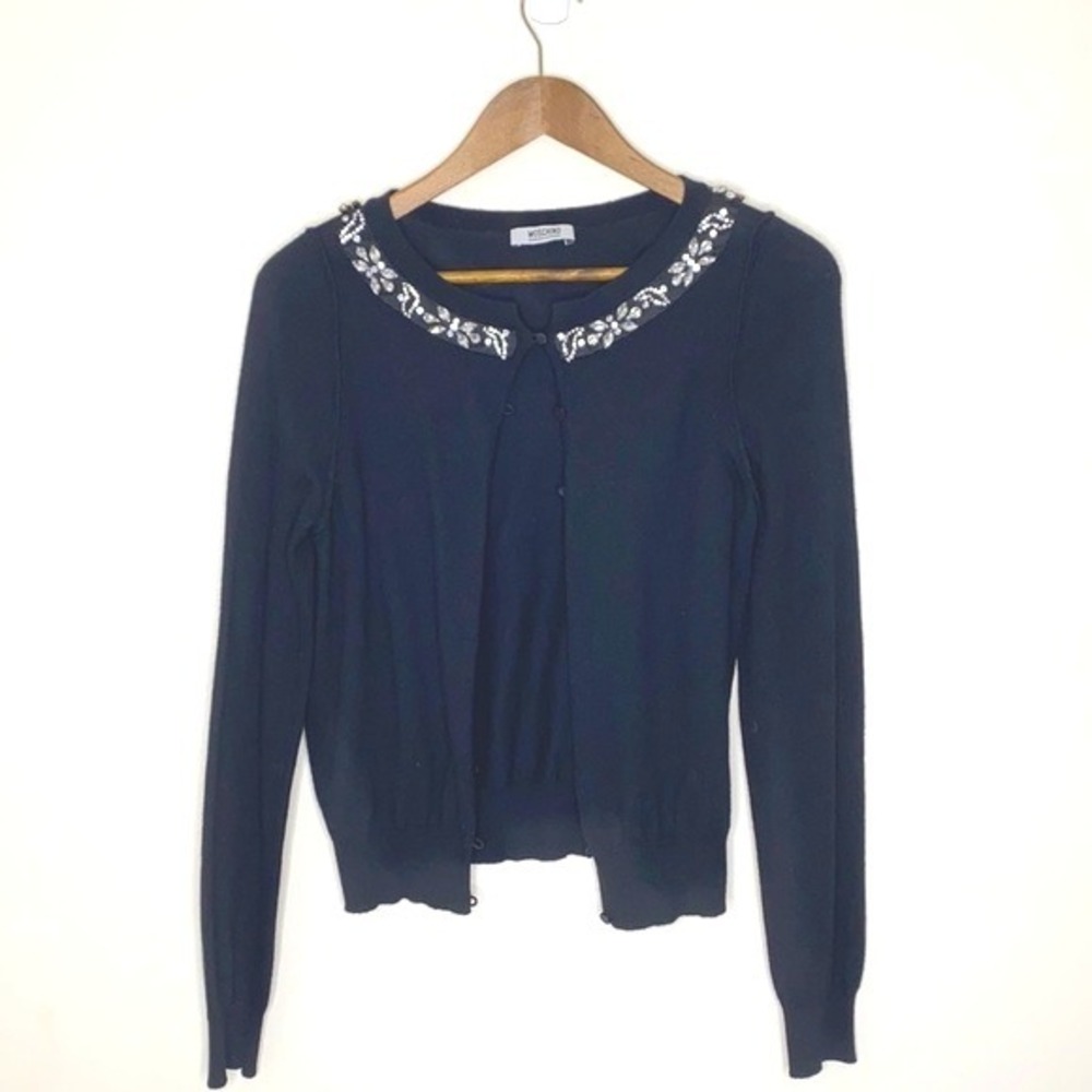 Moschino cheapandchic rhinestone collar‎ sweater Black Sz Small